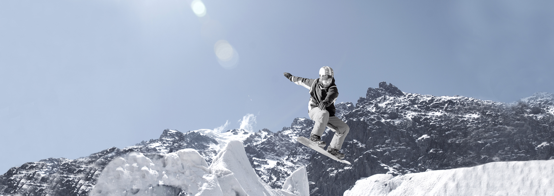 Snowboarder in protective gear