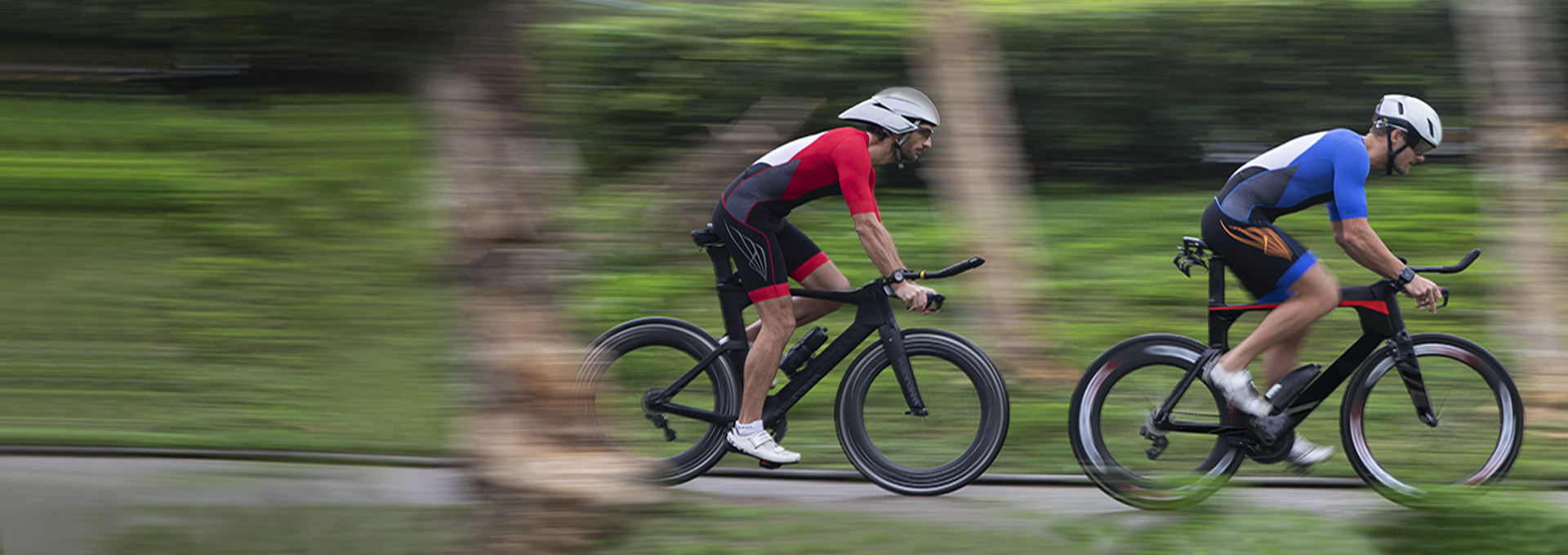 Triathletes cycling